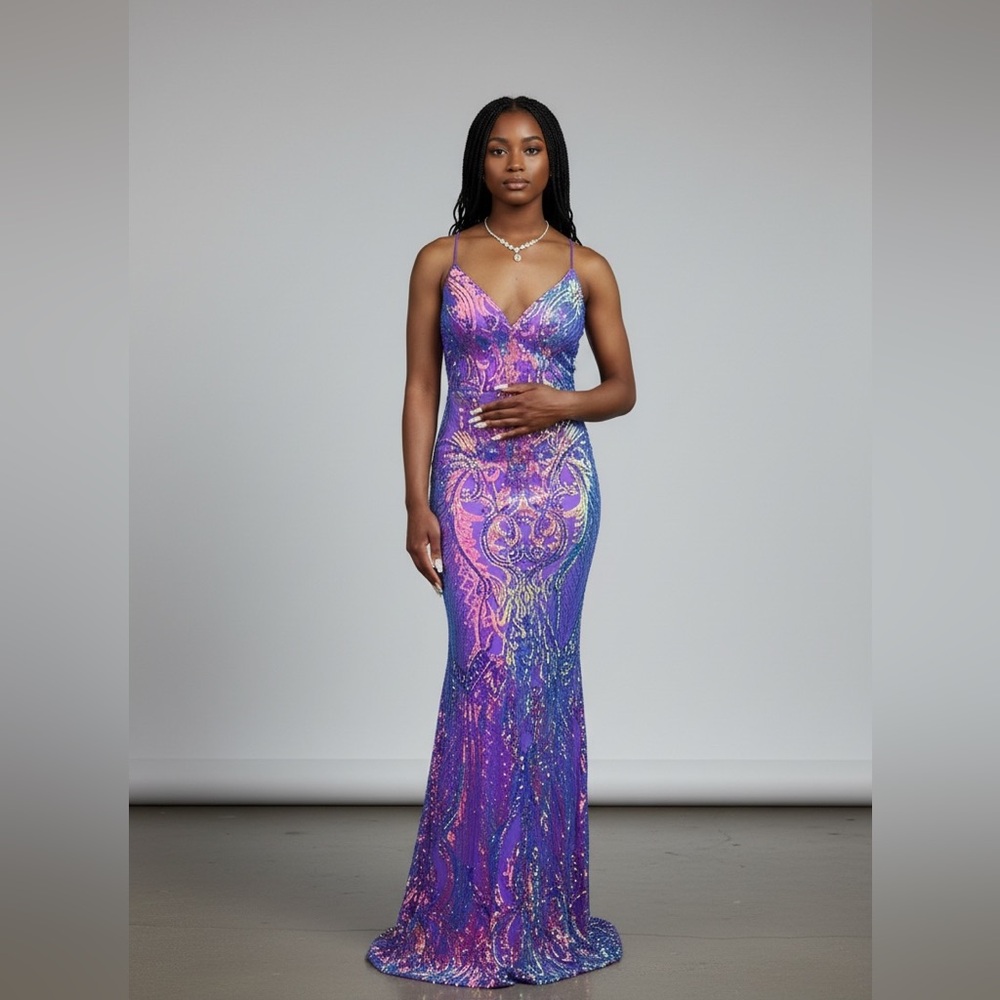 Elegant Purple and Pink Sequin Dress